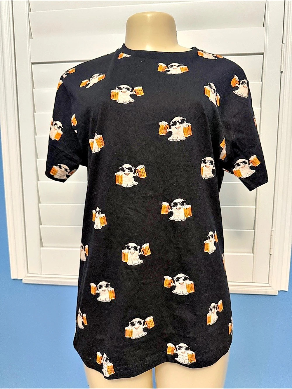 Denim & Flower Ghost Beer Graphic Tee Black Size Medium NWT